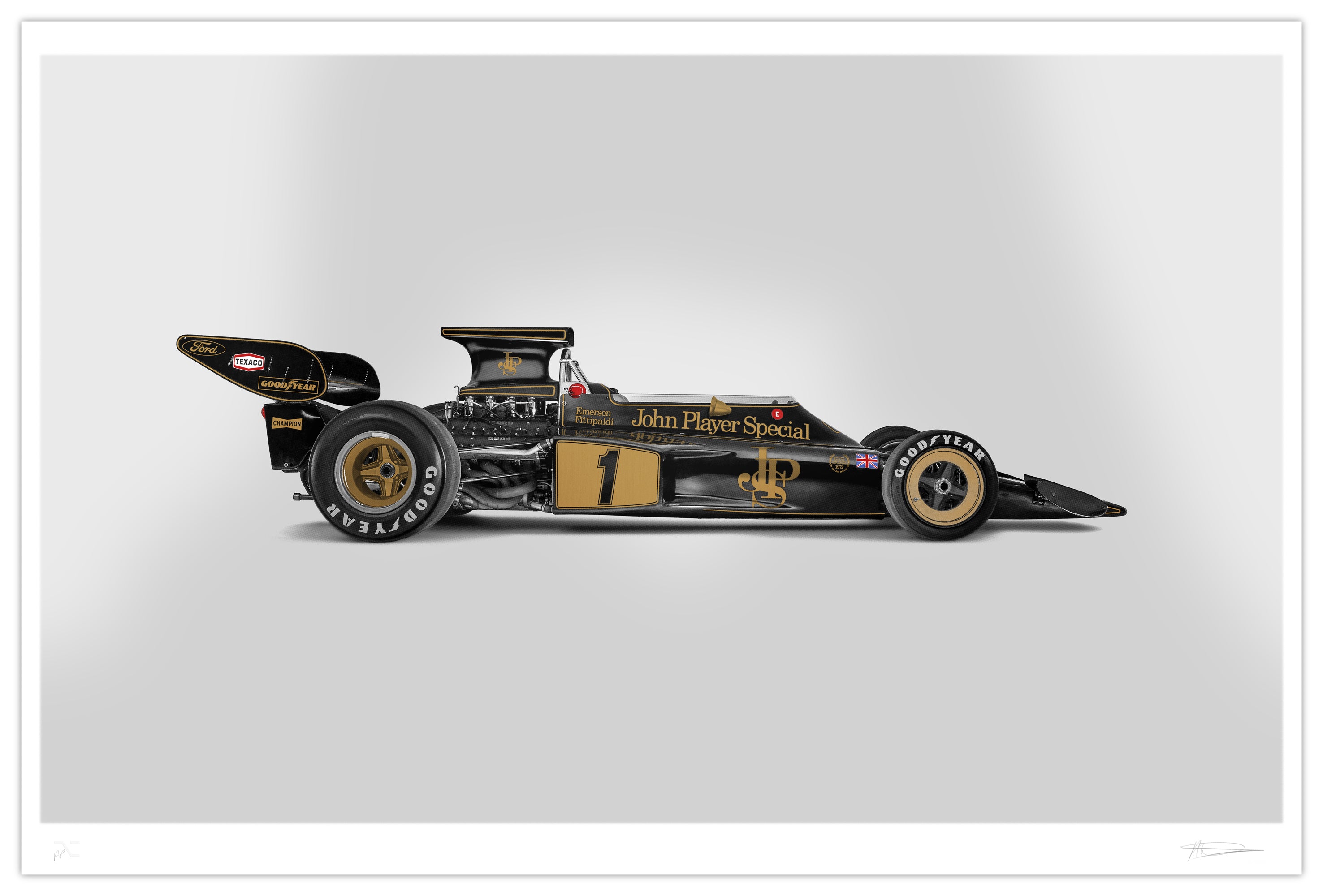 Lotus 72D - アート スクリーン プリント - エマーソン フィッティパルディ サイン入り - ゴールド リーフ エディション 5 –  Amalgam Collection